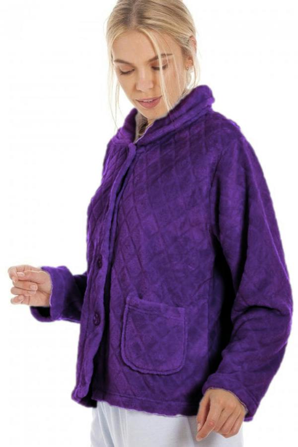 Camille Women's Supersoft Diamond Print Bed Jacket with Pockets