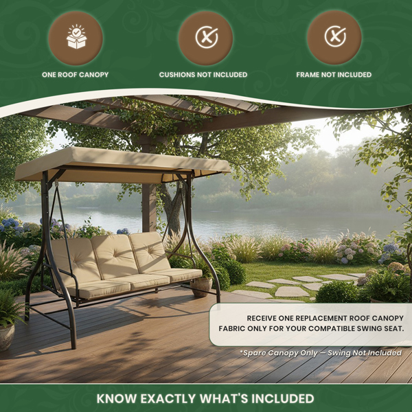 Spare Roof Canopy for 3 Seater Swing Seat Hammock Bed (Swing Seat Not Included)