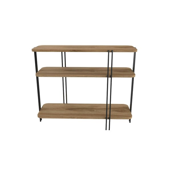 Decortie Notus 3 Tier Open Console Table with Metal Frame - Whiskey Oak