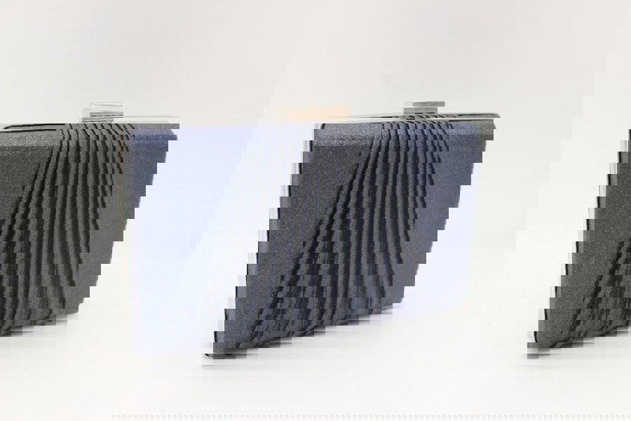 Pluspup Glitter Clutch Bag with Pleated Design and Chain Strap