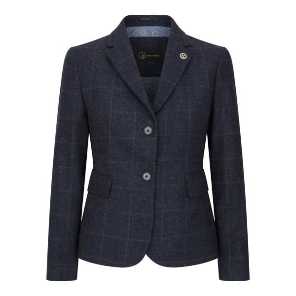 TruClothing Women's Navy Blue Tailored Fit Tweed Formal Blazer