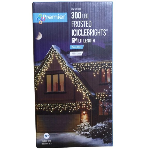 Samuel Alexander 300 LED 7.5m Premier Christmas Outdoor 8 Function Icicle Lights in Warm White
