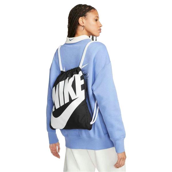 Nike Heritage Logo Drawstring Bag - Black/White - 