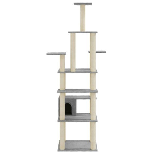 Berkfield Cat Tree with Sisal Scratching Posts Light Grey 183 cm
