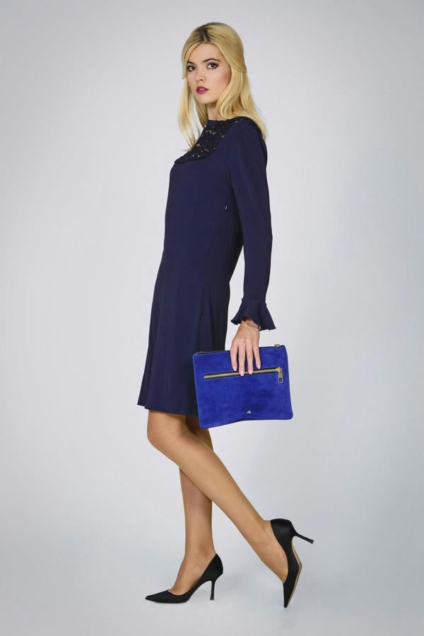 Rumour London Lavinia lace-panelled cady dress