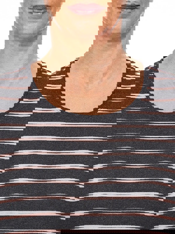 PennyPlain Round Neck Striped Top - Charcoal