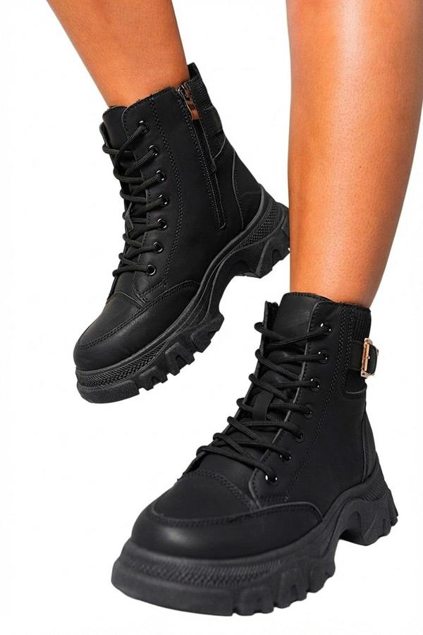 Clarissa Chunky Lace Up Platform Ankle Boots - Black_wb