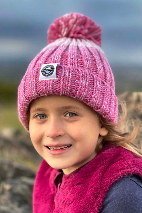 SuperBobble Kids Rose Pink Gradient Rib Knit Hat