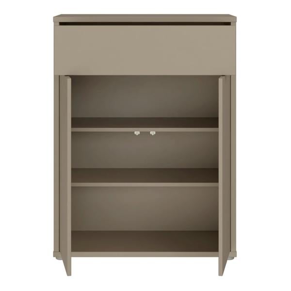 Furniture To Go Alice Springs Compact Shoe Cabinet with 2 Doors Push-to-Open & 1 Drawer Push-to-Open in Taupe