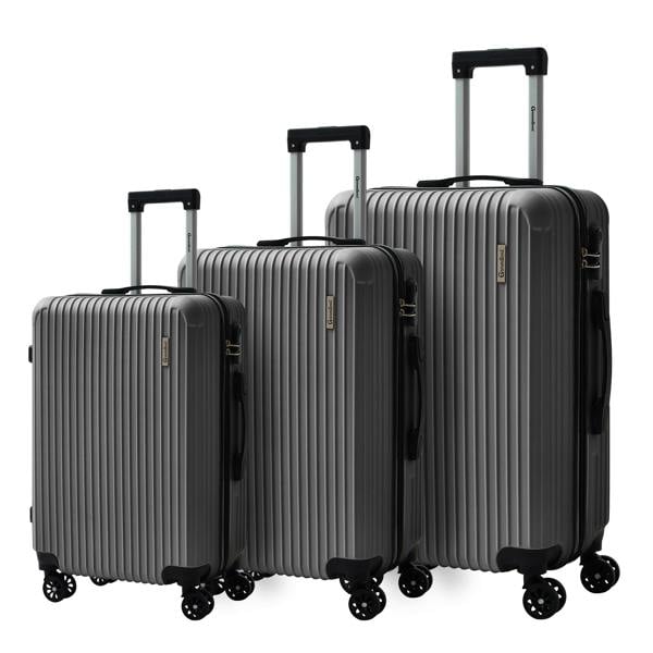 Groundlevel Cosmic Hard Shell 3 Piece Suitcase Luggage Set - Charcoal Grey