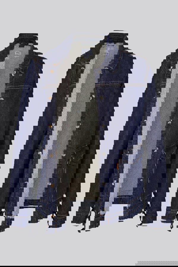 ENORSIA Blue Denim Trucker Jacket With Borg Lining