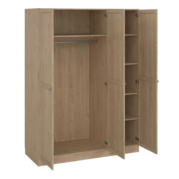 Wyld Haus Cherryfern Natural Oak Wood Wardrobe 3 Frame Doors
