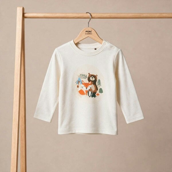 Mini Cuddles Animal-Print T-shirt (Cream & Brown), 3 Pack