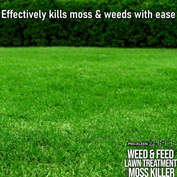 ProKleen Pro-Kleen 4 in 1 Weed and Feed Lawn Treatment with Moss Killer - Greens Grass, Kills Weeds & Moss & Fertilises Grass 10kg