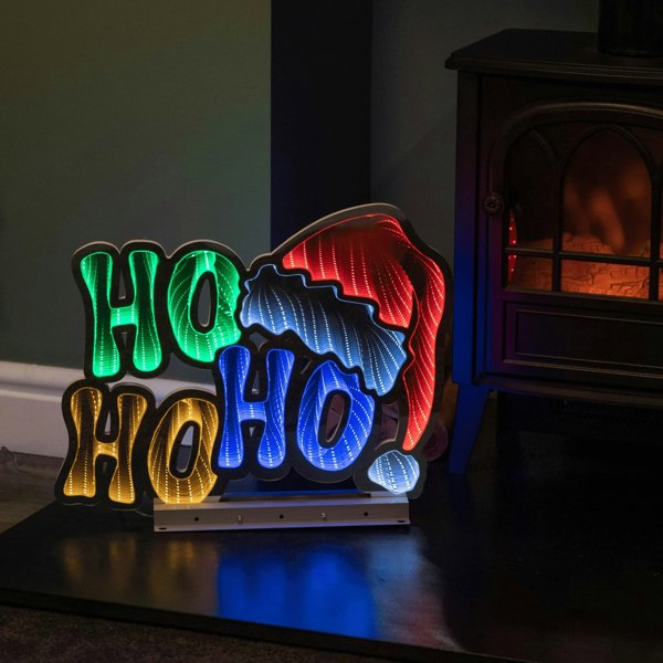 Samuel Alexander 40cm Infinity Ho Ho Ho on Metal Base with Multi-Coloured LEDs