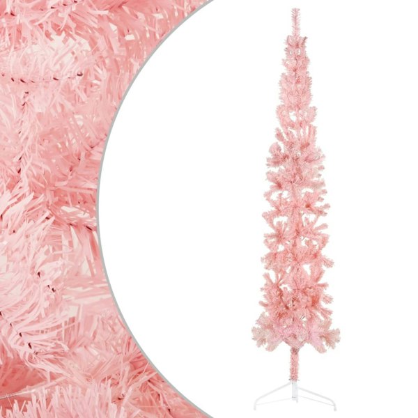 Berkfield Slim Artificial Half Christmas Tree with Stand Pink 240 cm