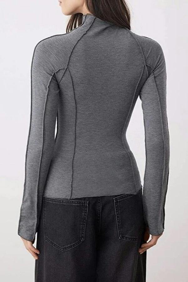 WOVCOR Ribbed Stitch Fitted Knit Blouse