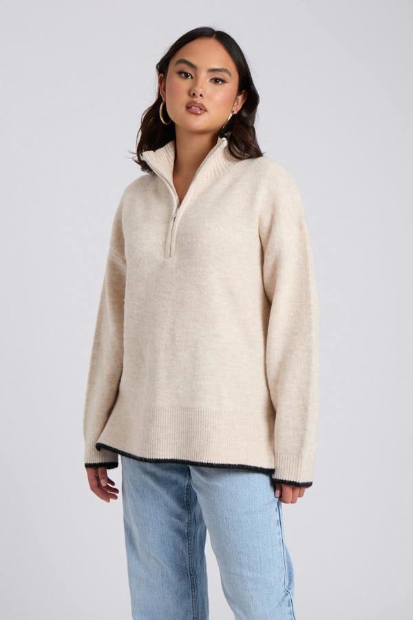 Urban Bliss Contrast Half Zip Jumper