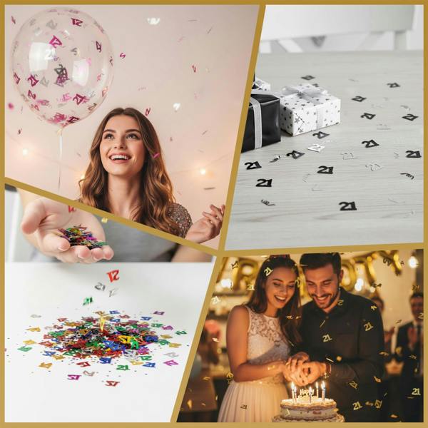 21st Birthday Metallic Confetti Pack, Multicolour Foil Table Decoration, Size Options image 8