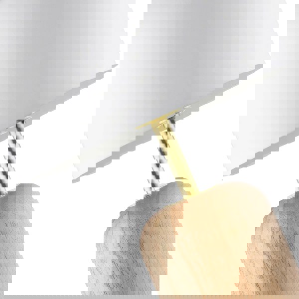 Modern Designer Wooden Table Lamp with White Gloss Domed Metal Shade Image 4