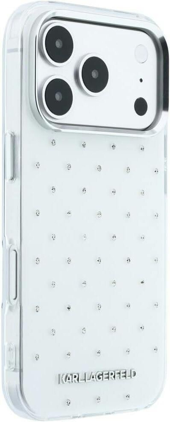 Karl Lagerfeld IML Rhinestones Allover and Electroplated Logo Case for iPhone 17/18 Pro Max 6.9" White - KLHCP18X6HCRDKLH