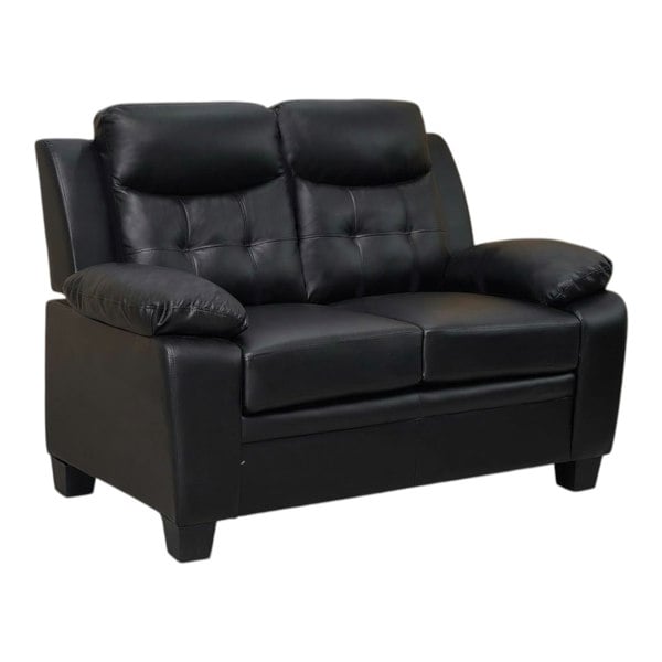 SQUAREBOXX Aura Leather 3+2 Seater Sofa in Black