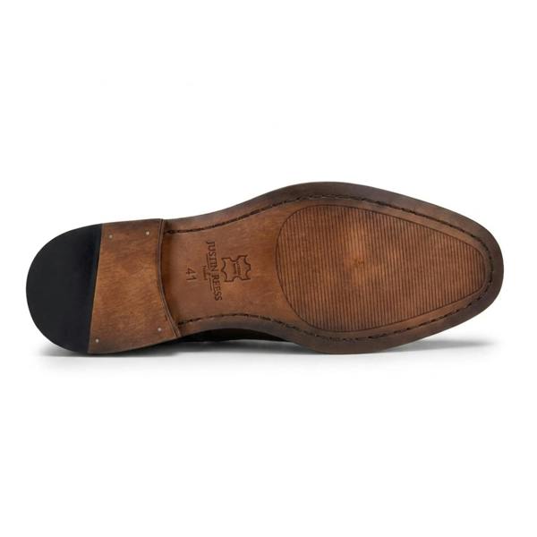 Justin Reess Jett - Men's Tan Cross-Stitch Toe Cap Oxford Shoes