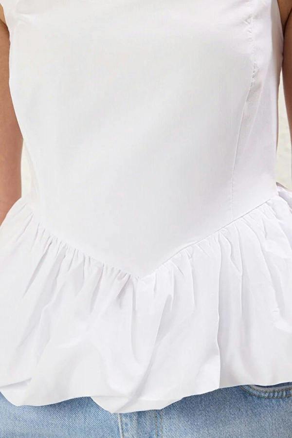 WOVCOR Square Neck Peplum Blouse
