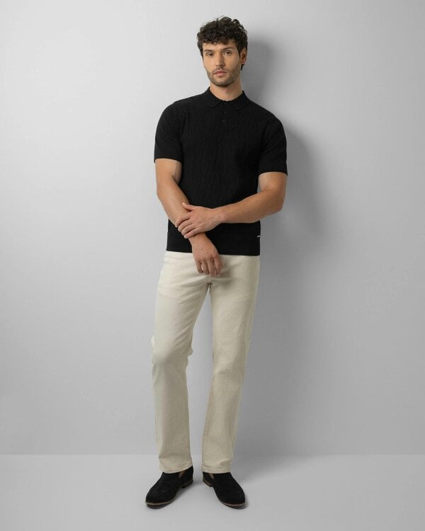 Steel & Jelly Tarvin - Geo Texture Knitted Polo Shirt