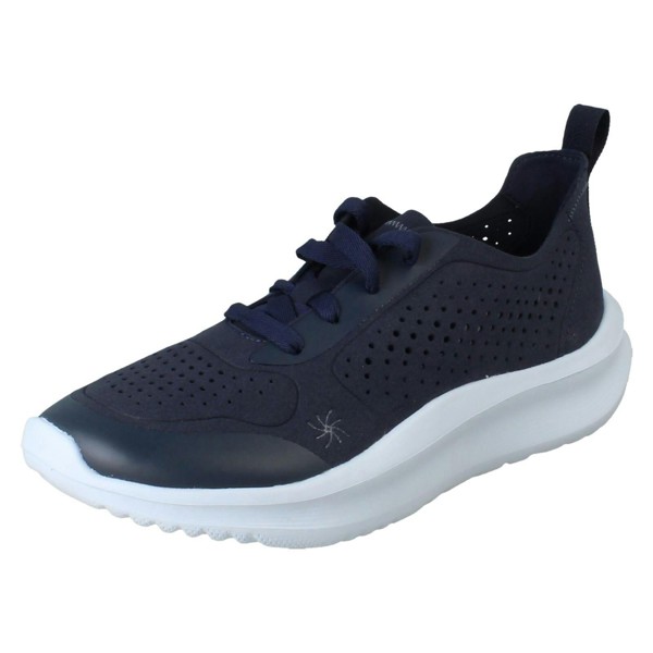 Clarks Ladies Clarks Cloudsteppers Platform Trainers - Solevana Tie - Navy