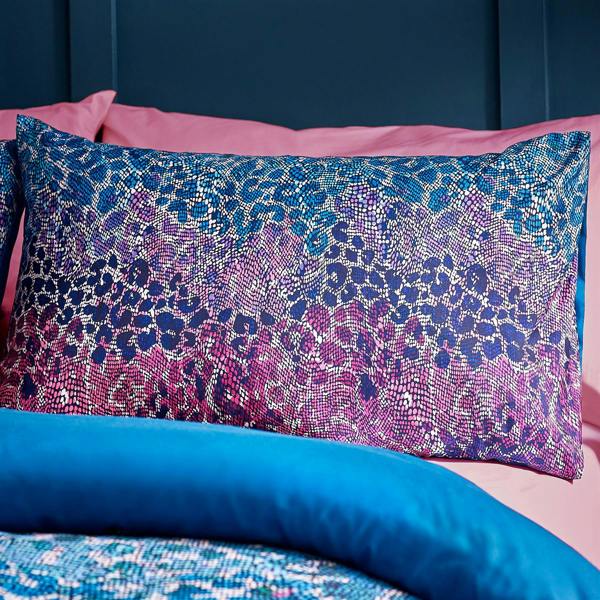 Satin Animal Print Teal Duvet Cover Set