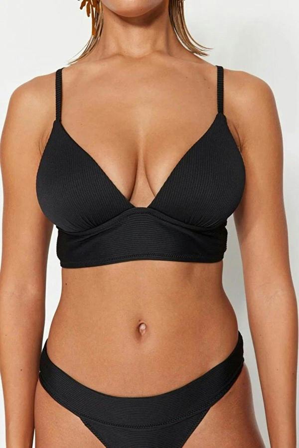 WOVCOR Textured Triangle Push-Up Bikini Top