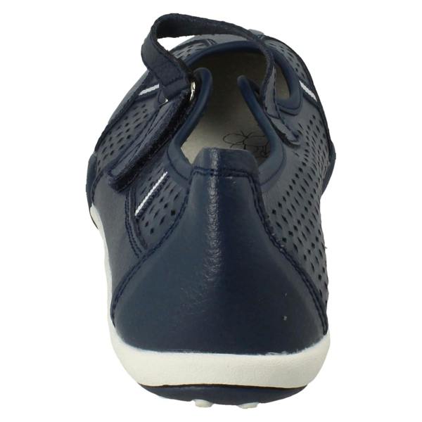 Down to Earth Ladies Down To Earth Casual Flat Leather Hook & Loop Strap Shoes F80066