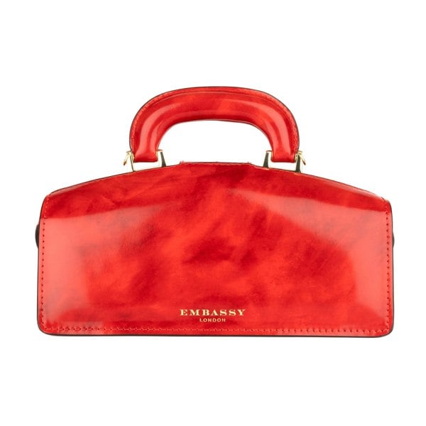 Embassy London Gazelle - Red - Top handle Italian leather bag with gold tone hardware