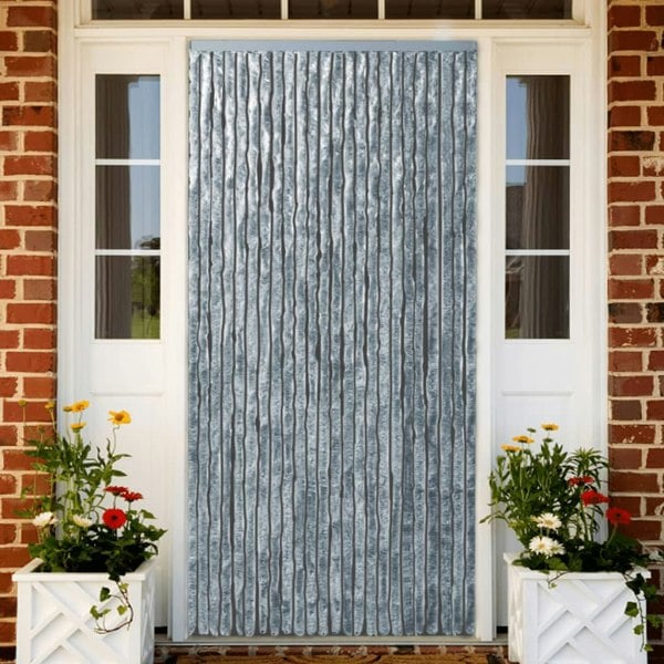 Berkfield Insect Curtain White and Grey 100x220 cm Chenille