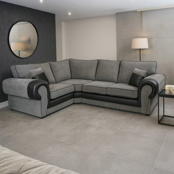 Furnishings For Less Portland Mixed Fabric Cord 4 Seater Corner Sofa