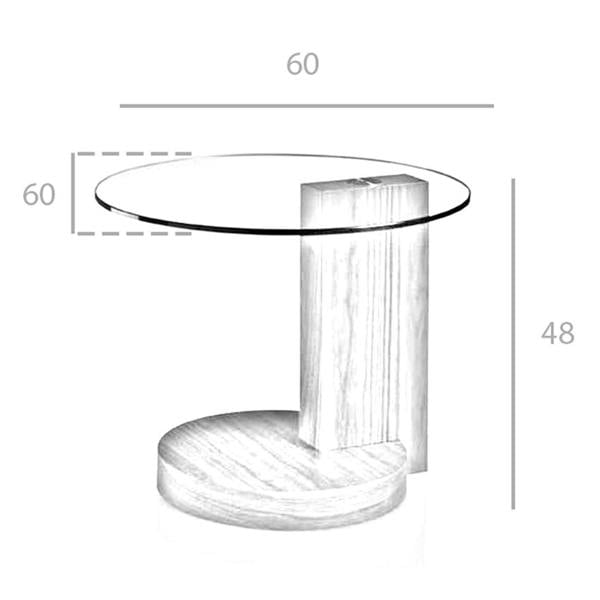 Angel Cerdá Round tempered glass and walnut corner table 2036