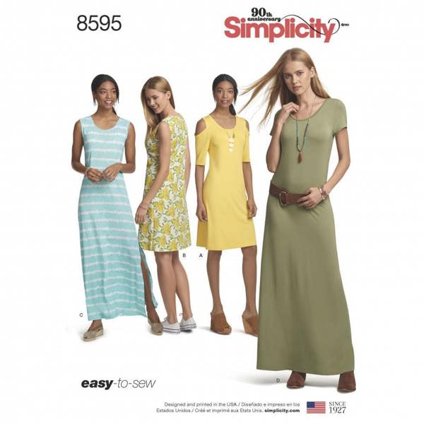 Simplicity Sewing Pattern 8595, Dresses for Women, A (XS-S-M-L-XL) - Easy