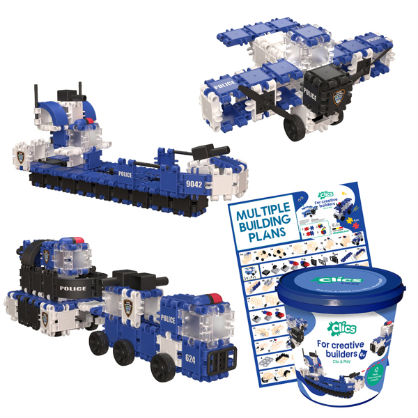 Clics Bucket Police Click and Play Bucket 135 Pieces