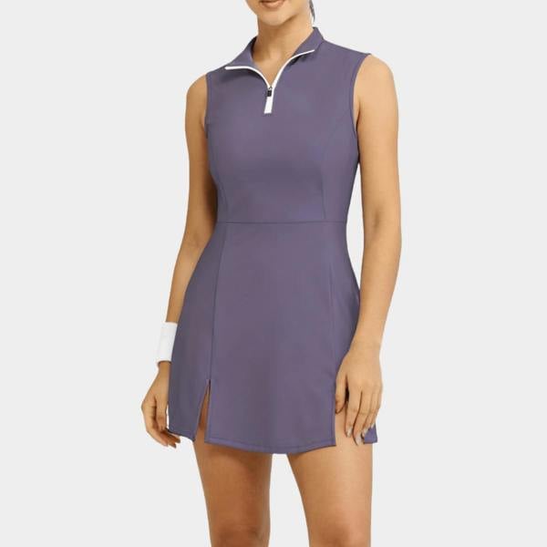 Anniou Collared One-Piece Tennis Dress - purple
