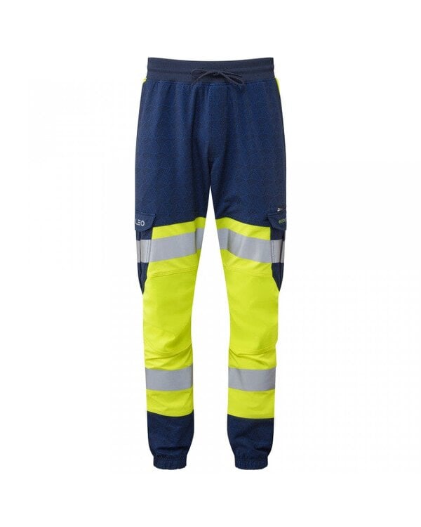Leo Workwear Hawkridge Dual Colour Stretch Jogger Trouser - Yellow / Navy