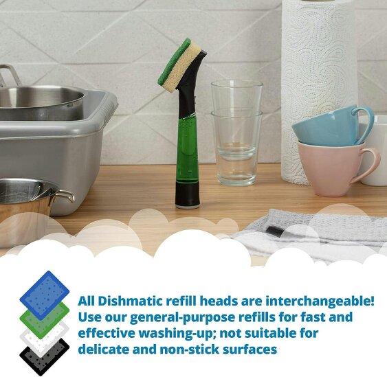 Dishmatic Green General-Purpose Washing-Up Sponge Refill Heads Pack of 3 x 9 – Kitchen Washing-Up Handle Refills