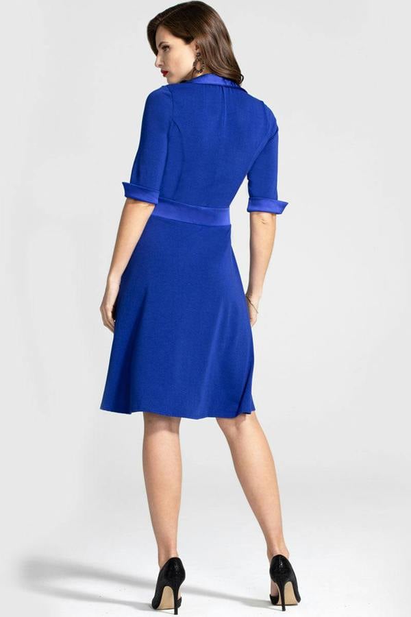 HotSquash Fit & Flare Wrap Dress with Silky Trim