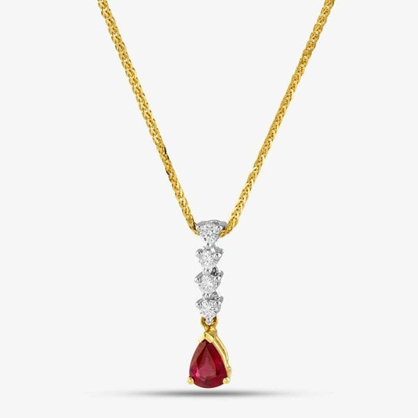 T. H. Baker 18ct Two Colour Gold Pear Cut Ruby & Brilliant Cut Diamond Necklace 39290G2