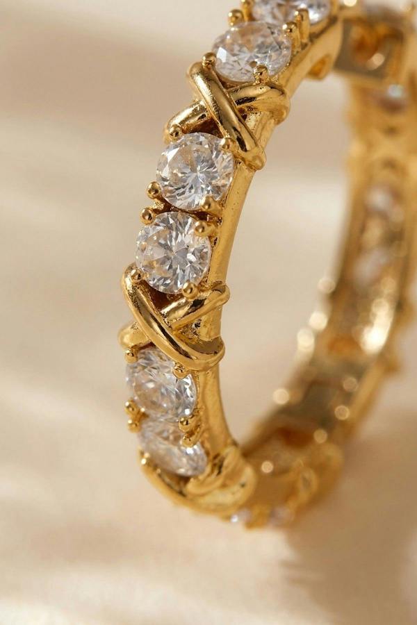 ARIIRA Lorelei Gold Tone Crystal Criss Cross Hoop Earrings