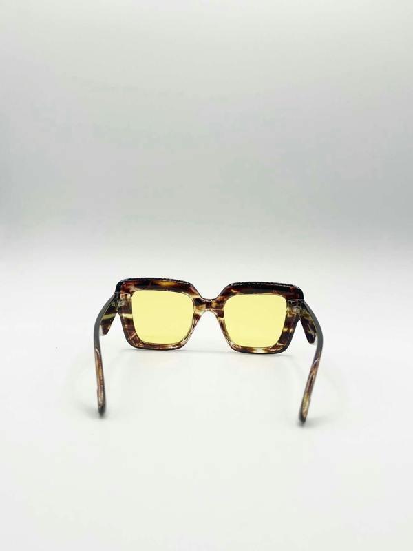 Bold Square Sunglasses in Leopard Yellow - svnx