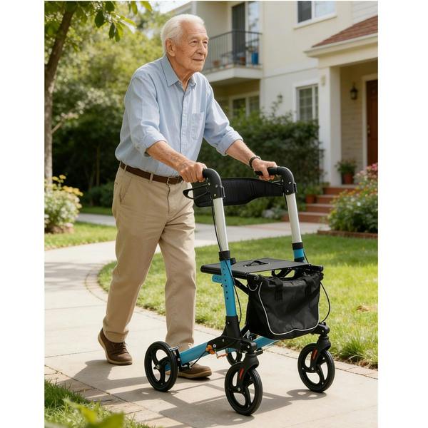 Gr8 Home Lightweight 4 Wheel Rollator Walker with Seat
