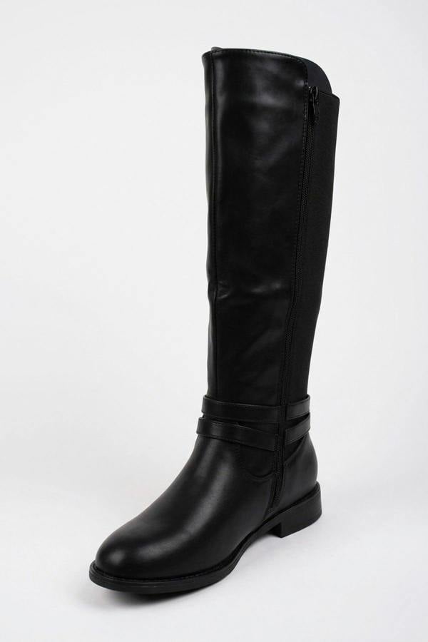 ikrush Mirabel Faux Leather Buckle Strap Knee High Riding Boots