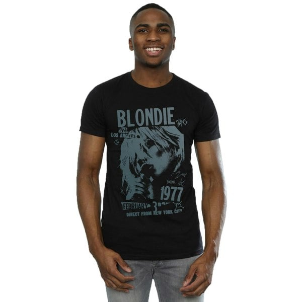 Blondie Mens Tour 1977 Chest T-Shirt - Black