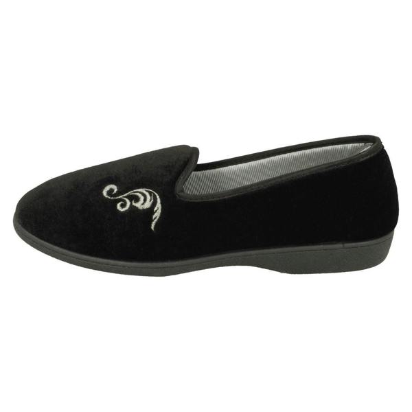Rosebank Ladies Rosebank Velour Embroided Detailed Slippers Miranda